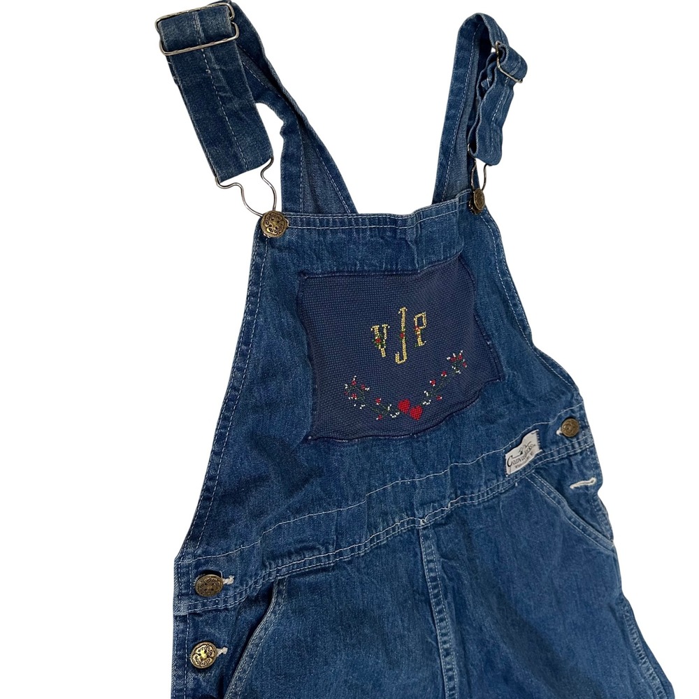 Vintage OshKosh Bgosh Canvasbacks Denim Overall Dress Embroidered VJP‎ Size 11 - Picture 5 of 9